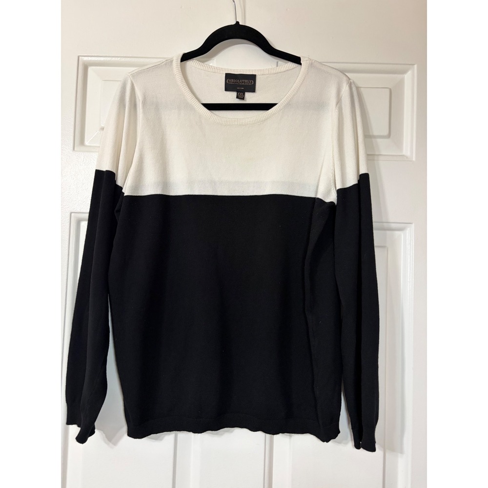 Absolutely | Colorblock Crewneck Knit Sweater XXL || Black White|
